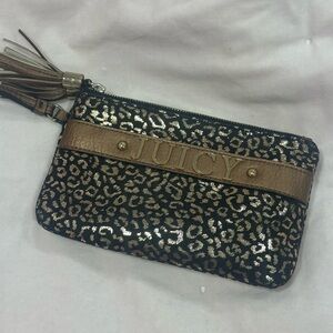 Juicy Couture Black and Gold Animal Print Wristlet